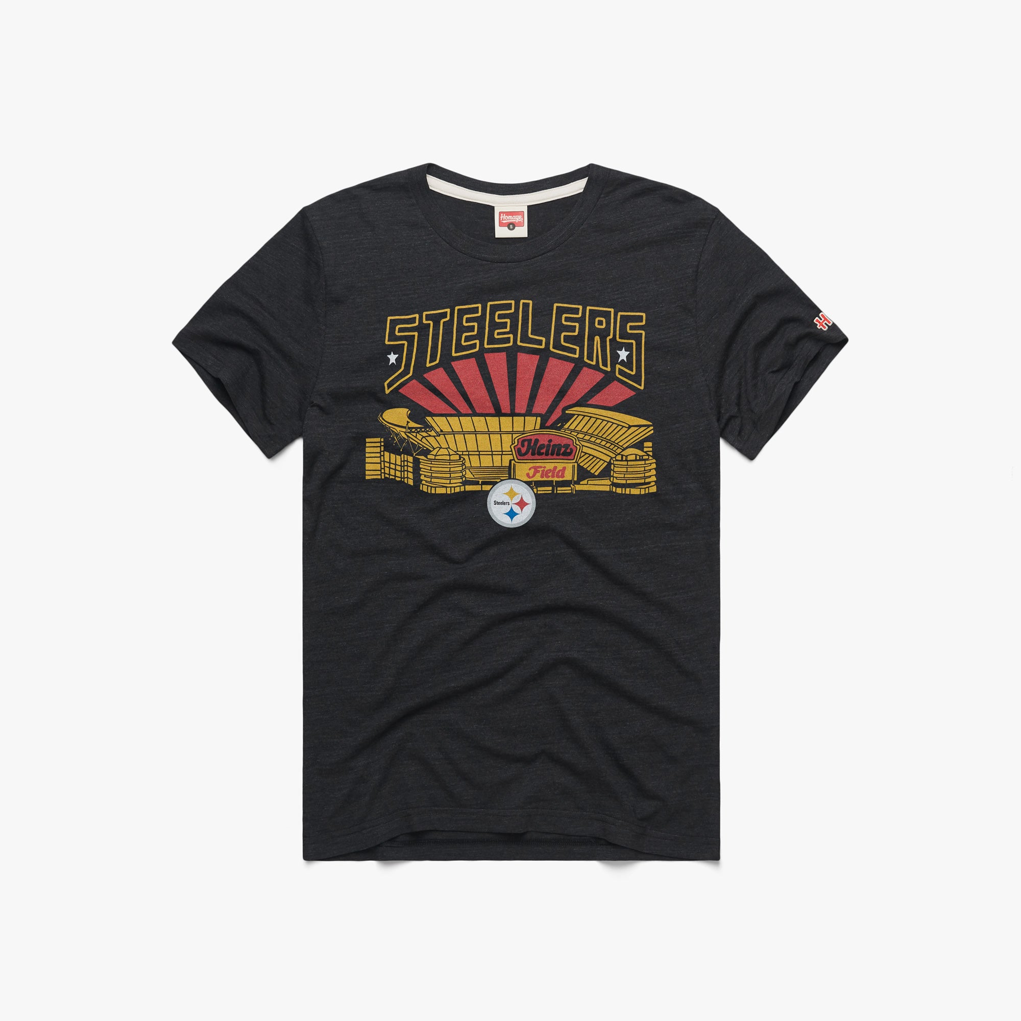 Pittsburgh Steelers Heinz Field T-Shirt from Homage. | Officially Licensed Vintage NFL Apparel from Homage Pro Shop.