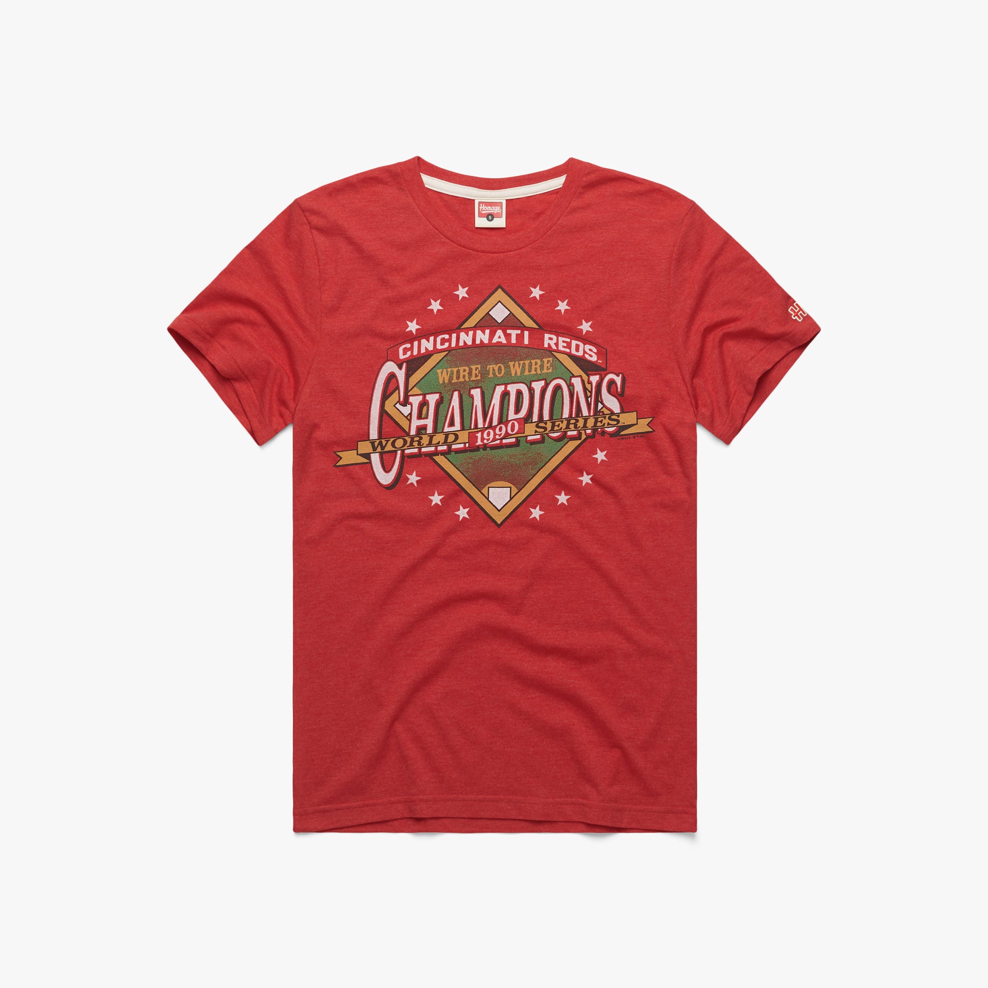 Reds 1990 World Series Champs T-Shirt from Homage. | Red | Vintage Apparel from Homage.