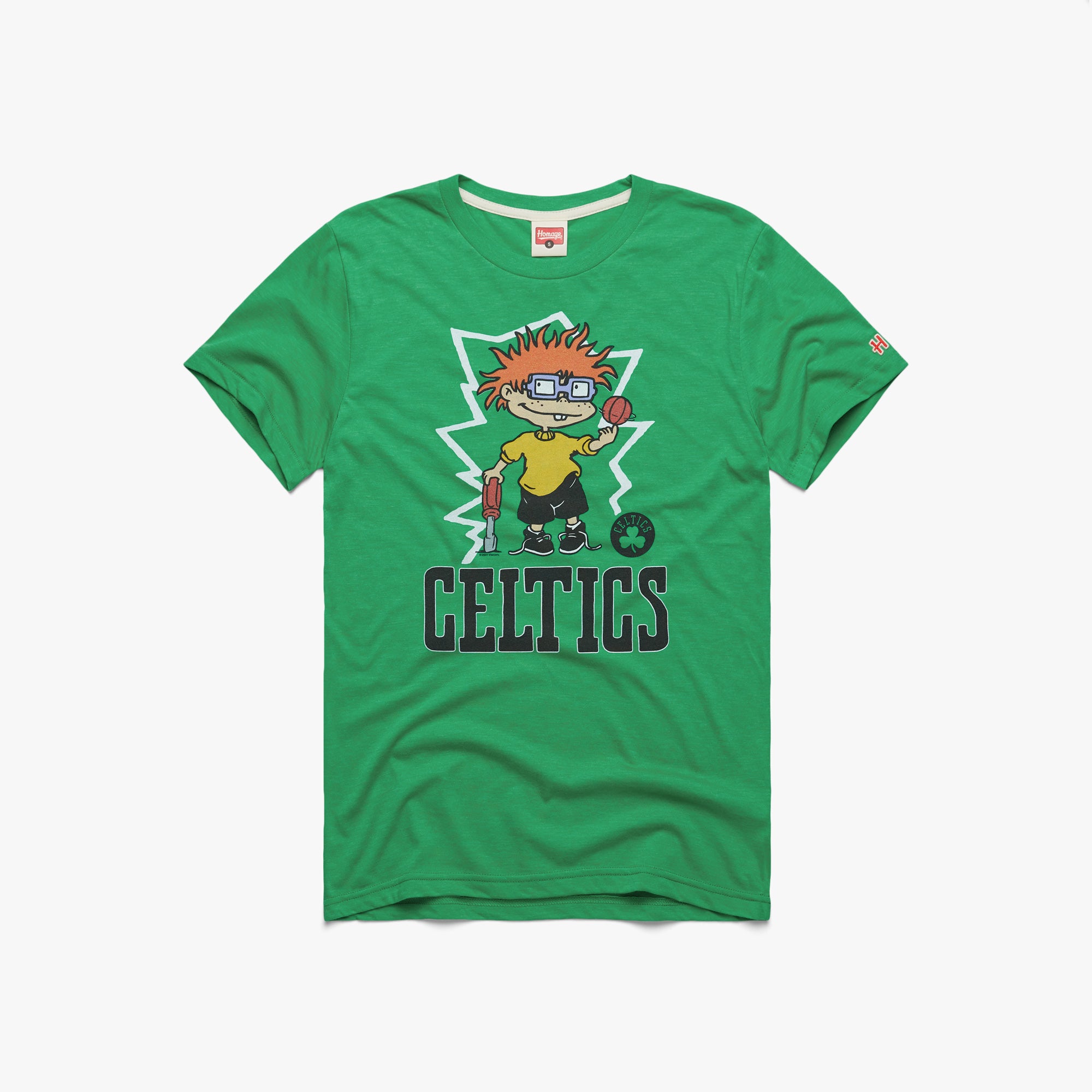 TMNT Michelangelo x Boston Celtics T-Shirt from Homage | Green | Retro Nickelodeon T-Shirt from Homage.