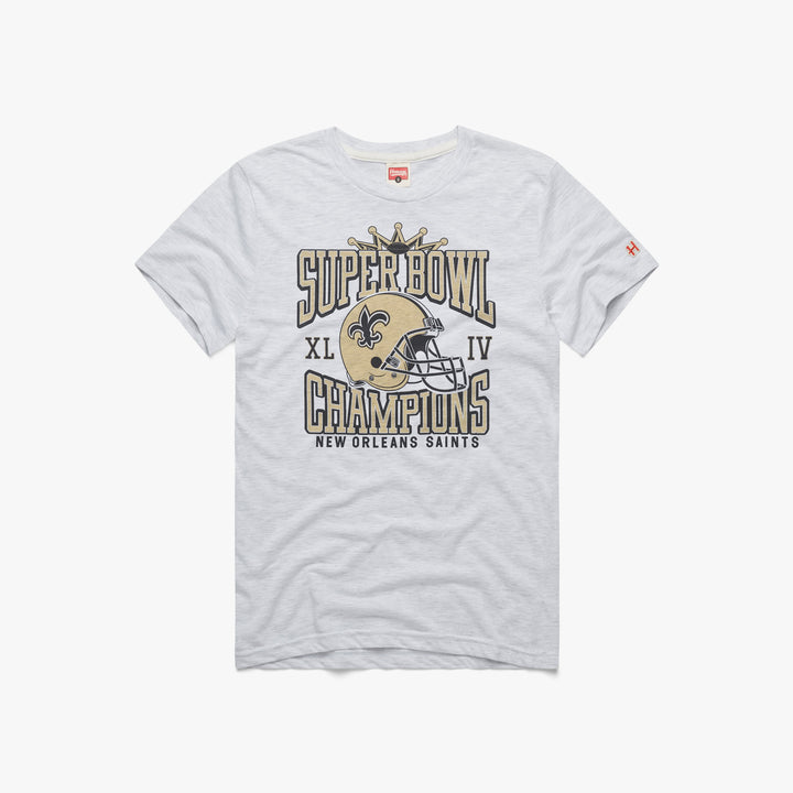 New Orleans Saints Super Bowl XLIV Champs T-Shirt from Homage. | Officially Licensed Vintage NFL Apparel from Homage Pro Shop.