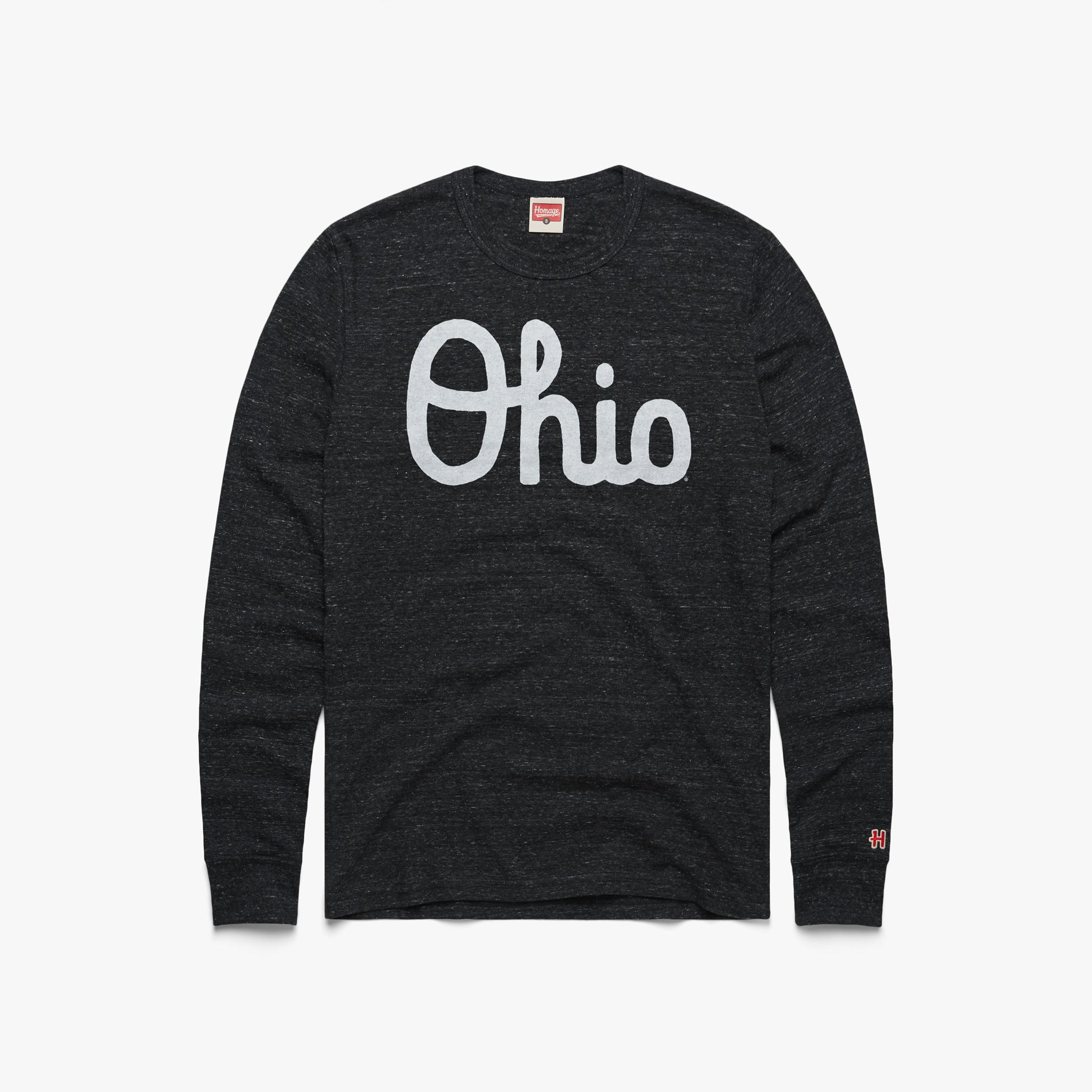 The Ohio State University T-Shirt from Homage. | Officially Licensed Ohio State Gear | Charcoal | Ohio State Vintage Apparel from Homage.