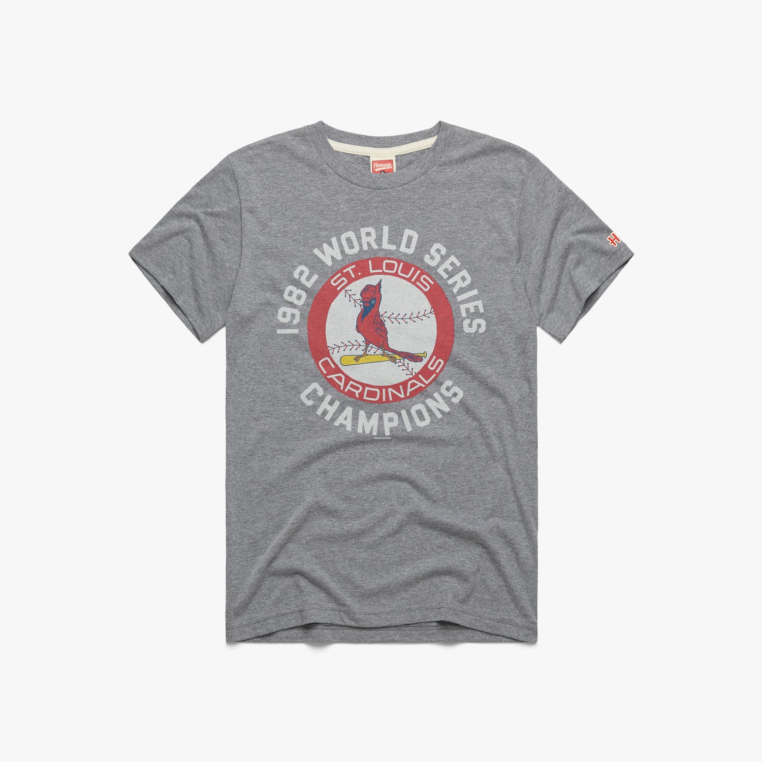 St. Louis Cardinals 1982 World Series Champs T-Shirt from Homage. | Grey | Vintage Apparel from Homage.