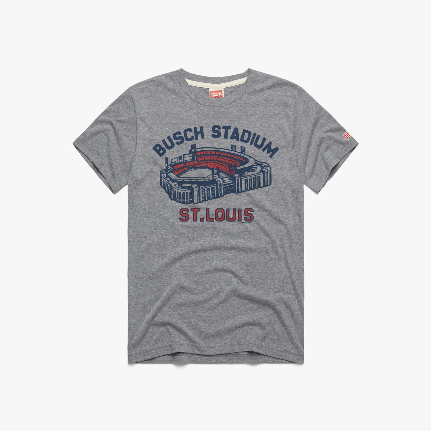 St. Louis Cardinals Busch Stadium T-Shirt from Homage. | Grey | Vintage Apparel from Homage.