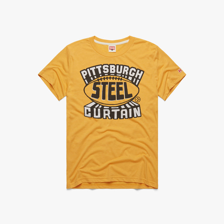 Steelers Pittsburgh Steel Curtain T-Shirt from Homage. | Officially Licensed Vintage NFL Apparel from Homage Pro Shop.