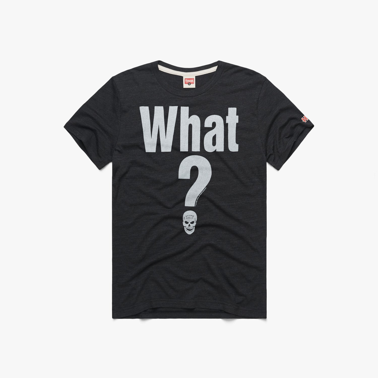 Stone Cold Steve Austin What? T-Shirt from Homage | Grey | Vintage WWE Apparel from Homage.