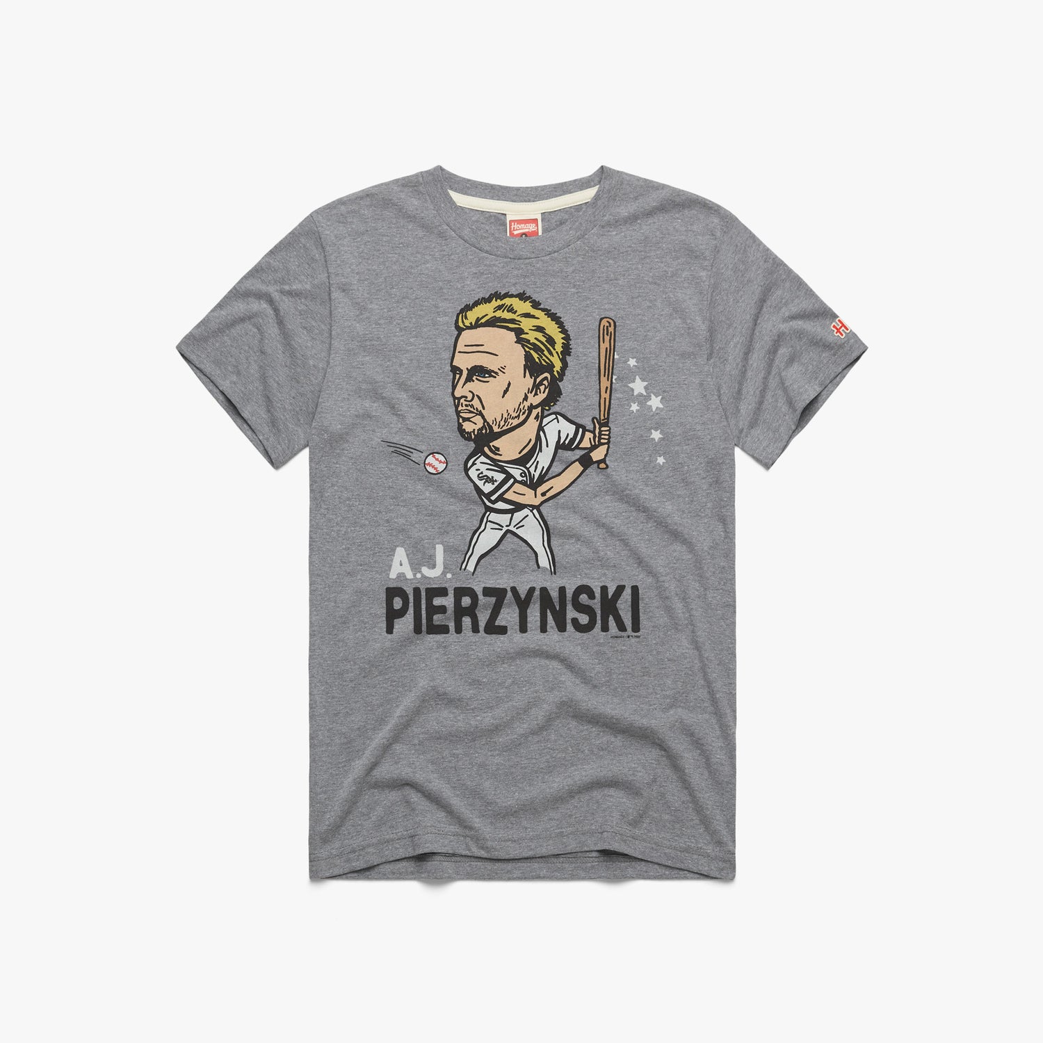 White Sox A.J. Pierzynski T-Shirt from Homage. | Grey | Vintage Apparel from Homage.