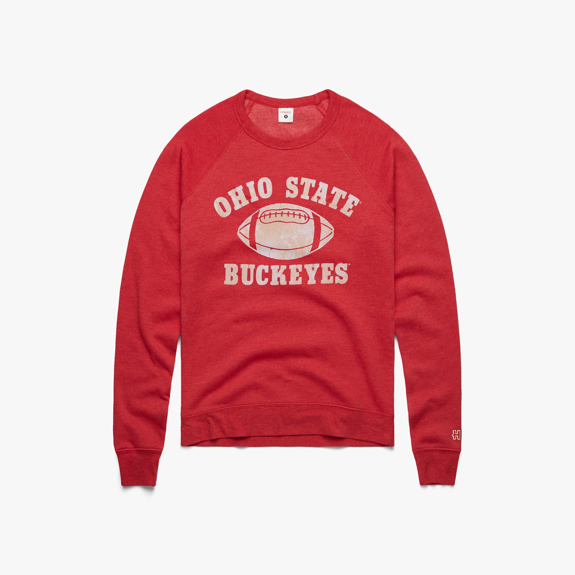Blue 84 Mens Ohio State Buckeyes Arching Team Color Crewneck Sweatshirt, Ohio State Buckeyes Red, Small